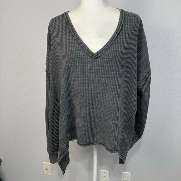 Free People We The Free Coraline Thermal Classic Waffle Knit Relaxed Fit Size XS - Picture 3 of 13